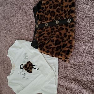 Hannah Banana Faux Fur Leopard Skirt Set Size 8